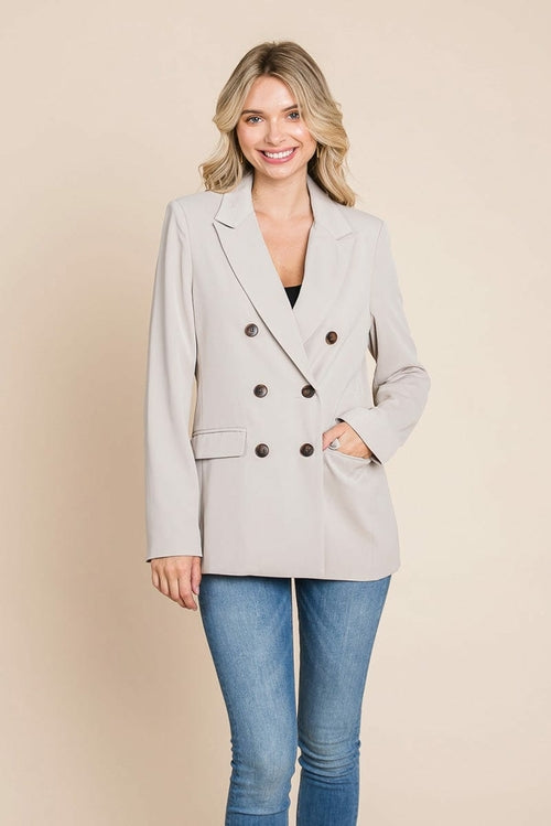 Double Breasted Lapel Collar Jacket Blazer