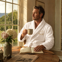 Full-length view of the men's premium Turkish cotton robe 