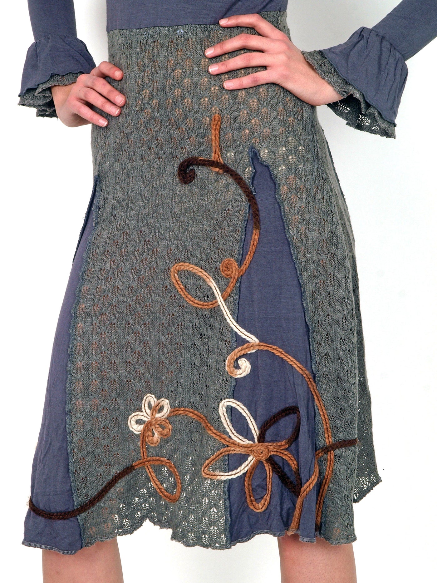 Playful long-sleeved knee-length dress