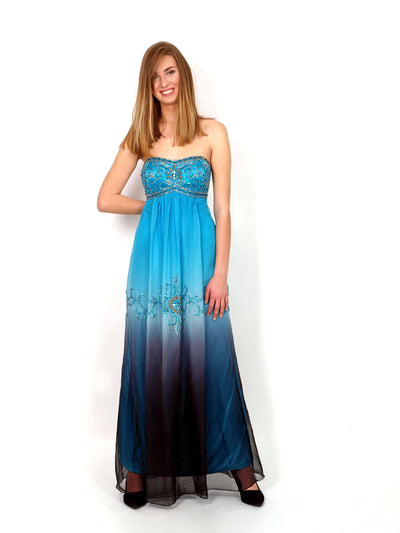 Turquoise long festive dress