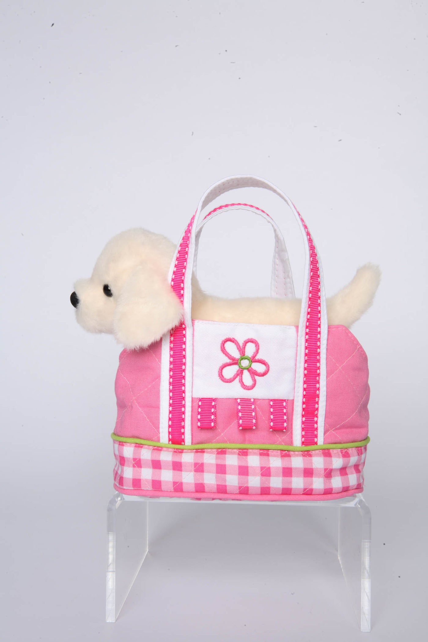 Pink Gingham Tote with Cream Lab