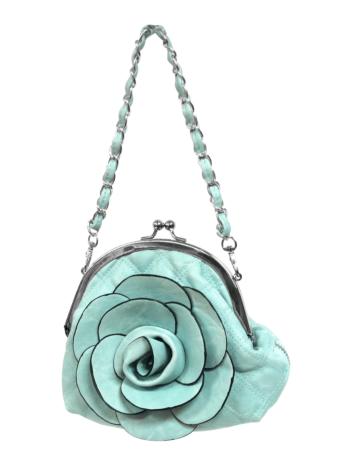 Light Blue Rose Clutch Bag