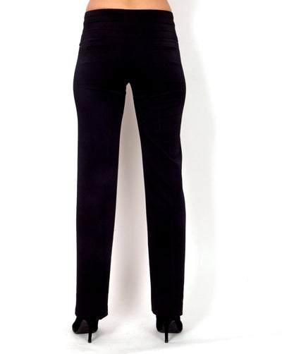 Straight-cut black long pants