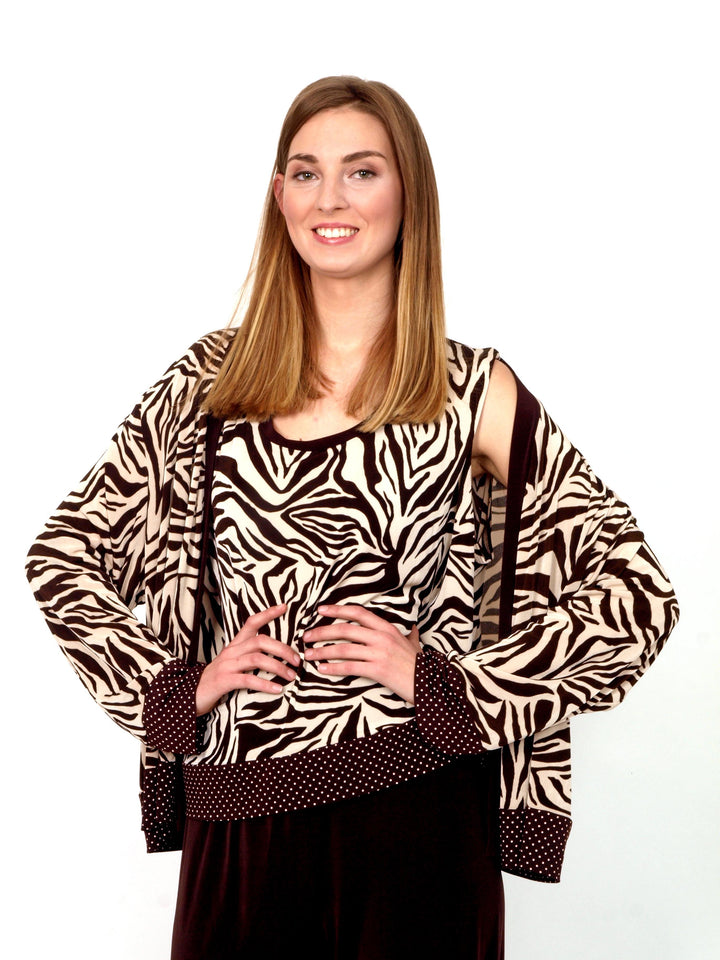 Set 3 pieces trousers top jacket zebra