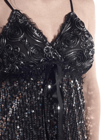 Shimmering Sequins Black Cocktail Dress