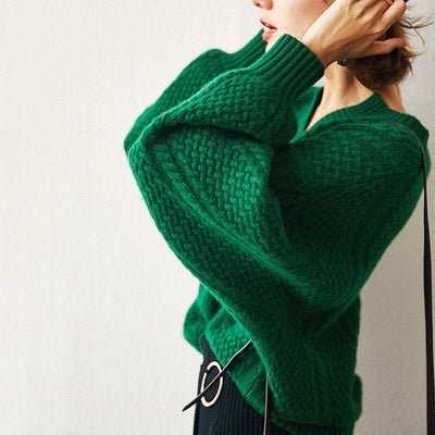 Woolen Vintage Sweater Casual Female Cashmere Sweater Tops Elegant